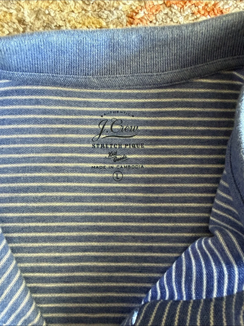 J. Crew Men's Blue Striped Stretched Pique Polo Shirt